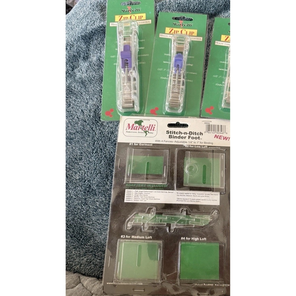 Three MARTELLI Tools - ZIP Clip Med, Large + StitchnDitch Quilting New